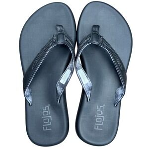 Flojos Mens Black Flip Flop Sandals Thong Summer Beach Shoes Size 7 EUC